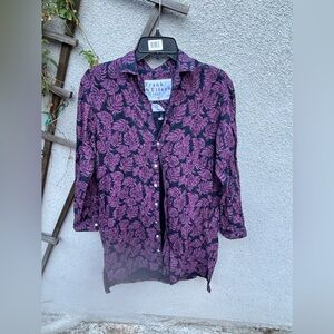 Frank & Eileen Purple Leaf-Print Mini Dress